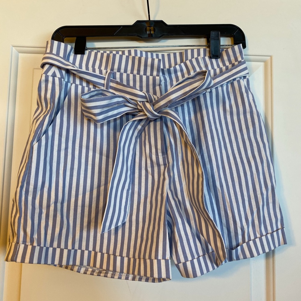 Striped Paper bag Top Shorts